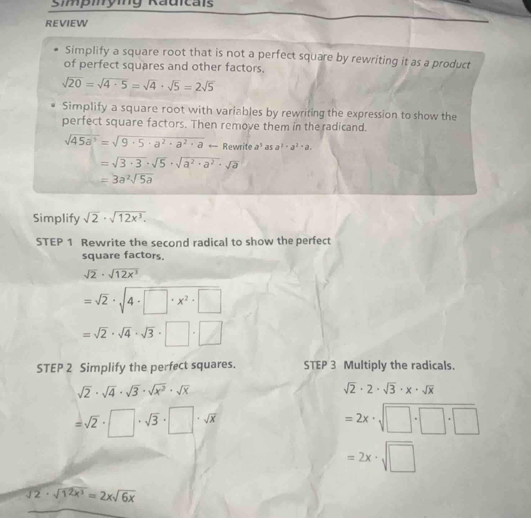 simplifying radicals review - simplify a square root that is not a perf…