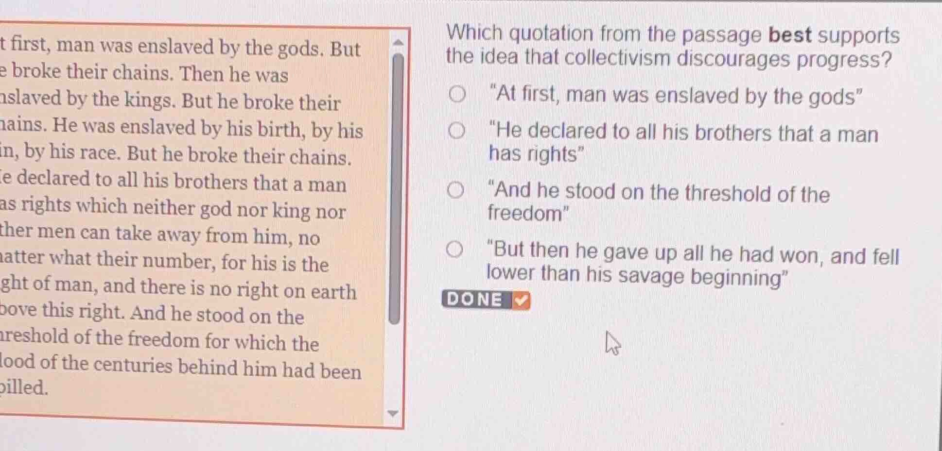 t first, man was enslaved by the gods. but e broke their chains. then h…