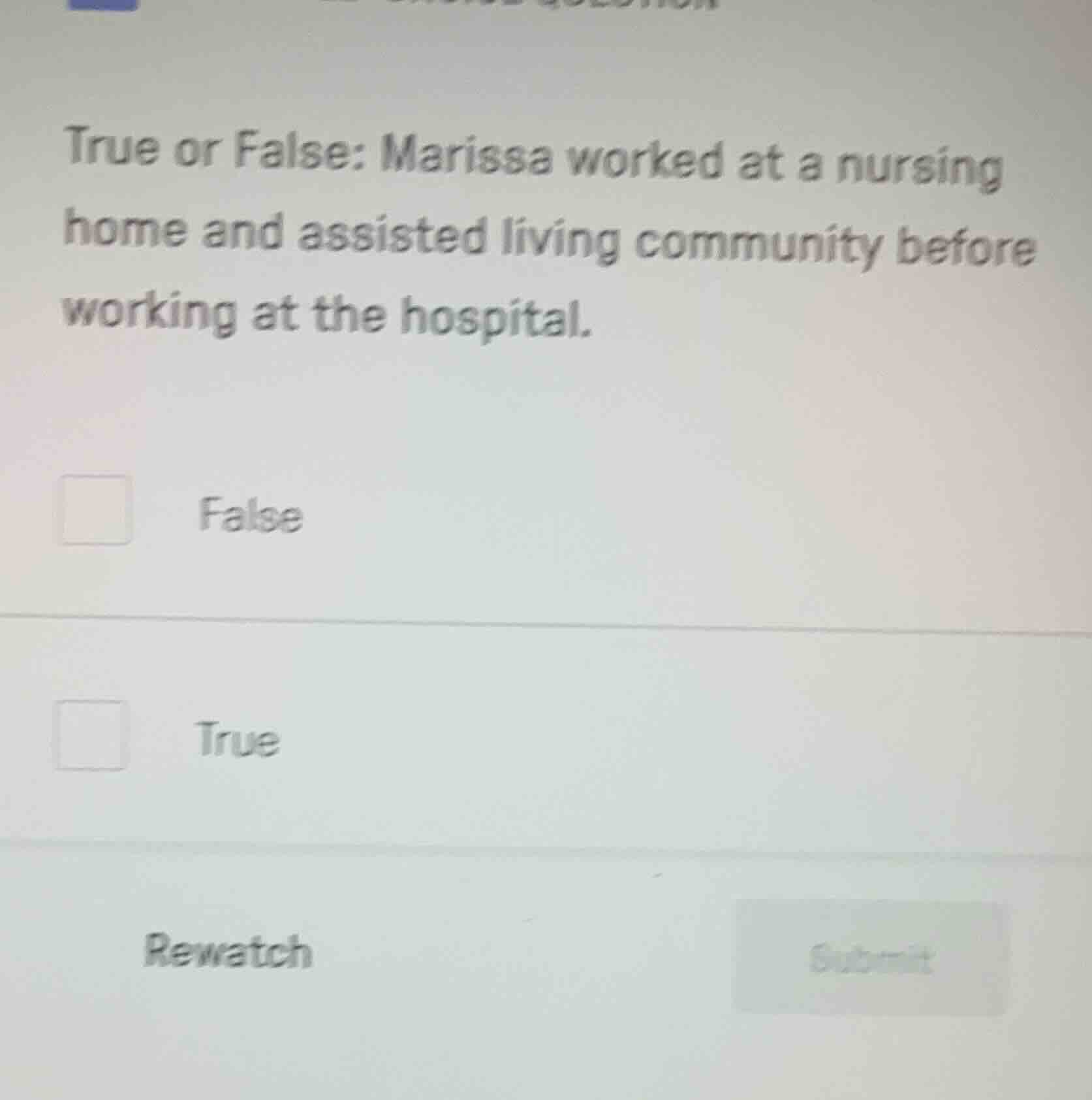 true or false: marissa worked at a nursing home and assisted living com…