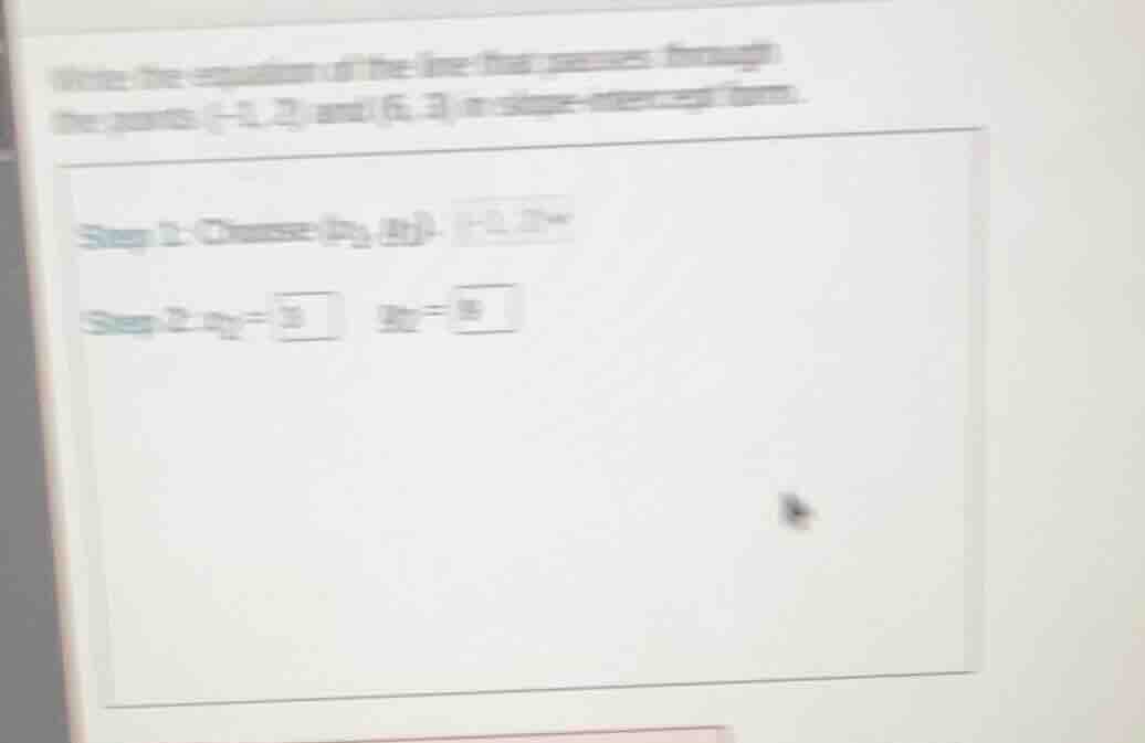 write the equation of the line that passes through the points (-1, 2) a…