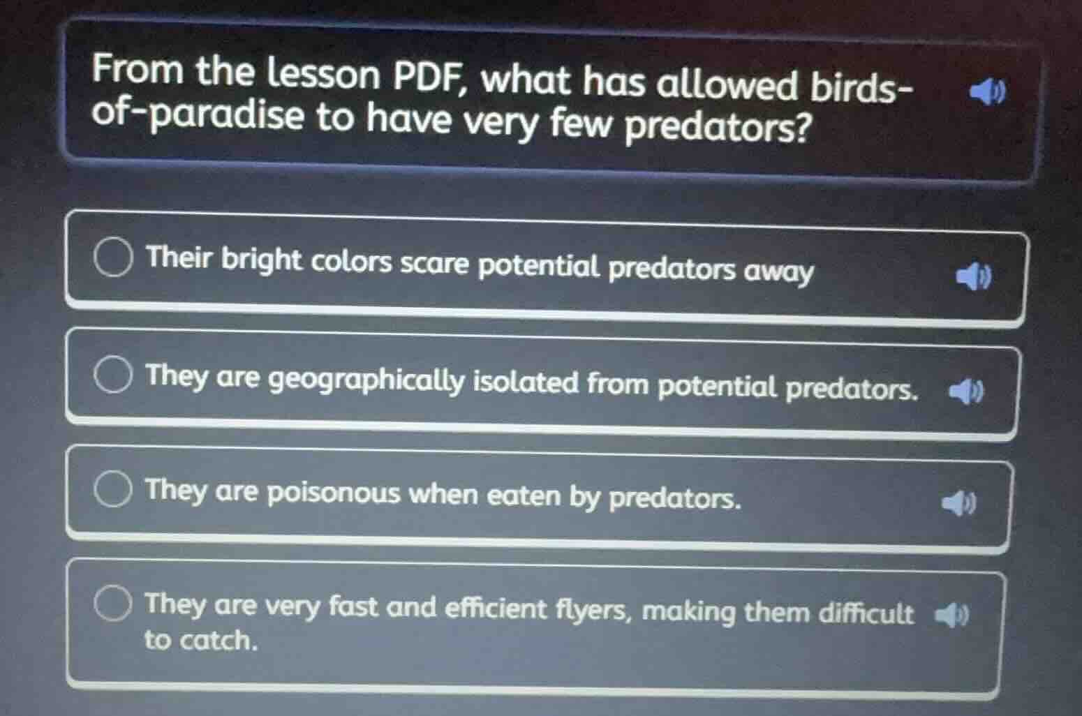 from the lesson pdf, what has allowed birds-of-paradise to have very fe…
