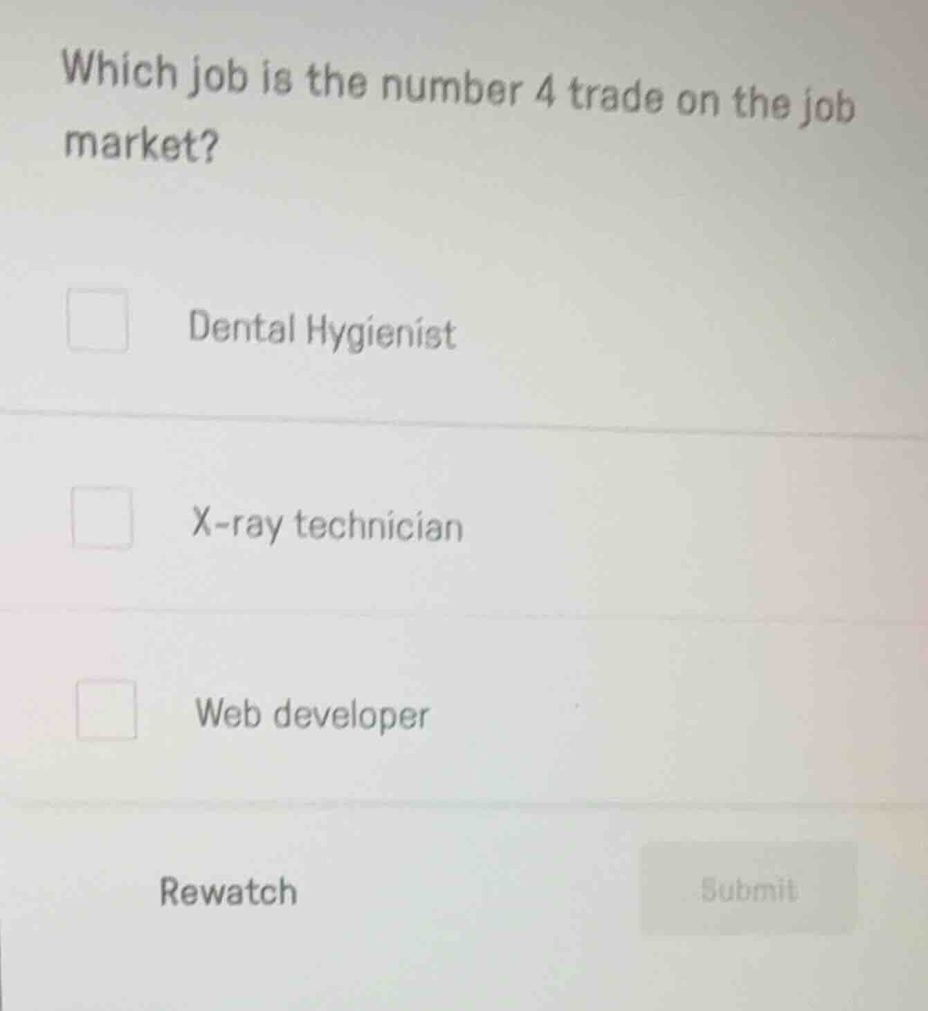 which job is the number 4 trade on the job market? dental hygienist x -…