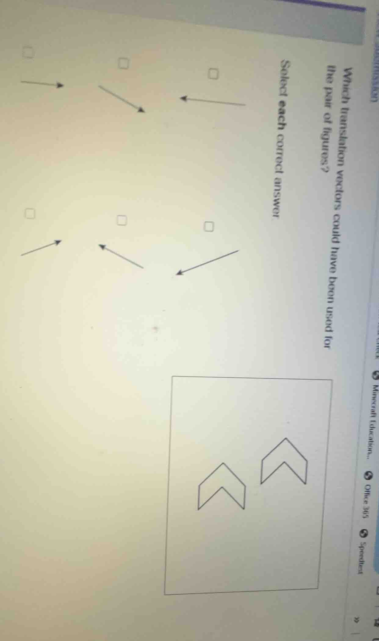 which translation vectors could have been used for the pair of figures?…