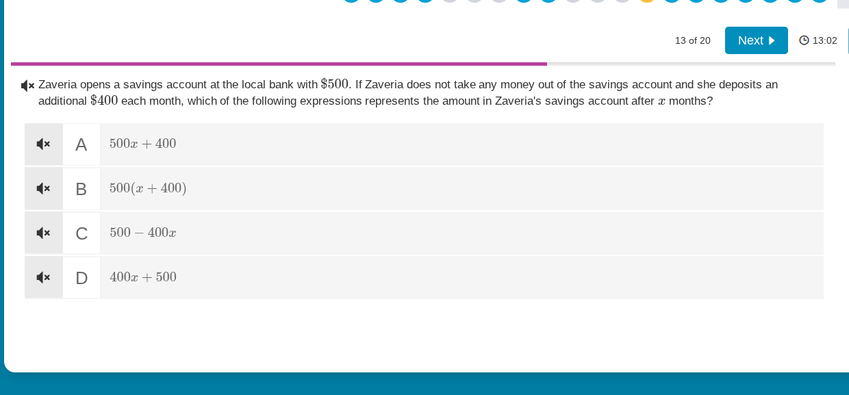 zaveria opens a savings account at the local bank with $500. if zaveria…