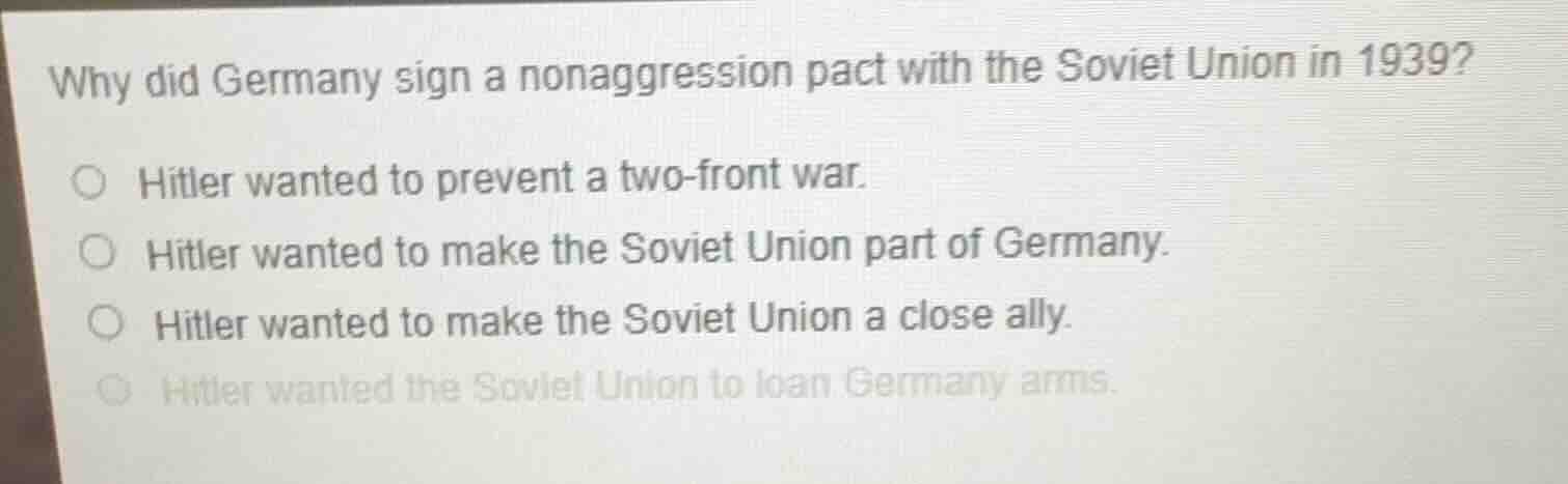 why did germany sign a nonaggression pact with the soviet union in 1939…