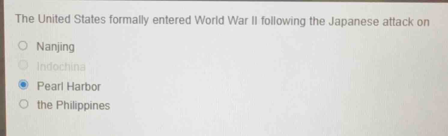the united states formally entered world war ii following the japanese …