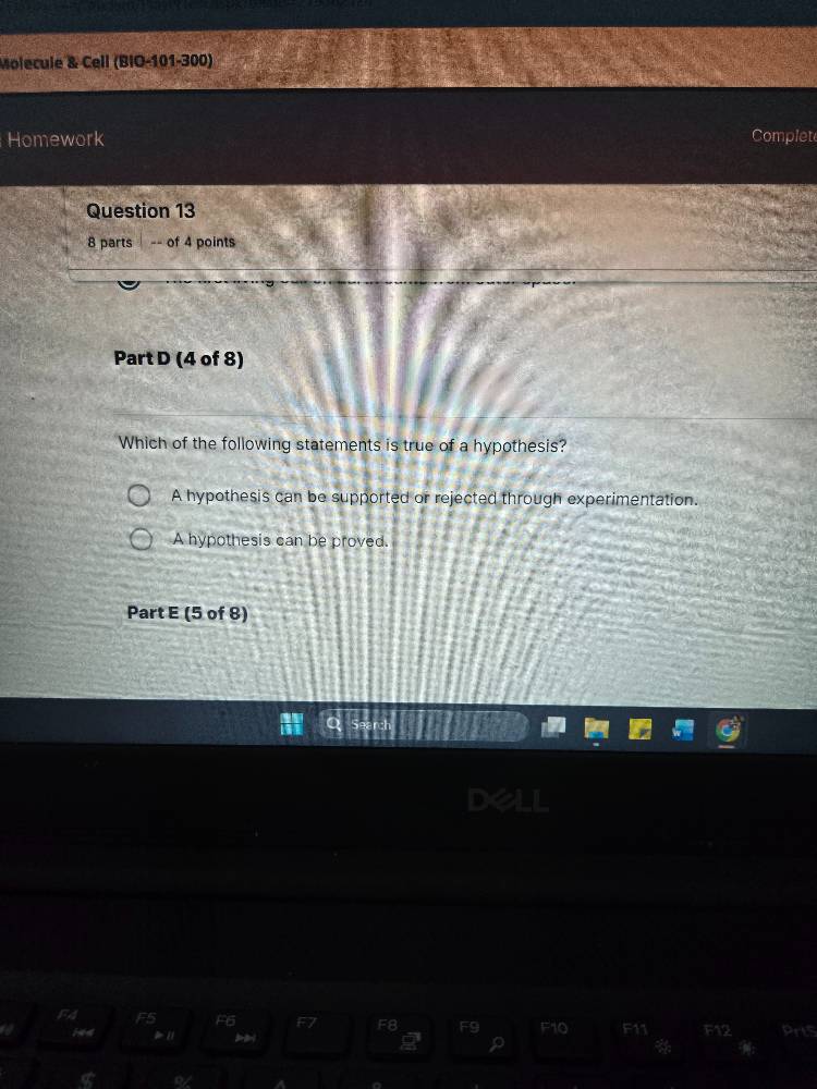 molecule & cell (bio-101-300) homework complet question 13 8 parts --- …