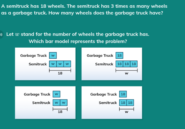 a semitruck has 18 wheels. the semitruck has 3 times as many wheels as …