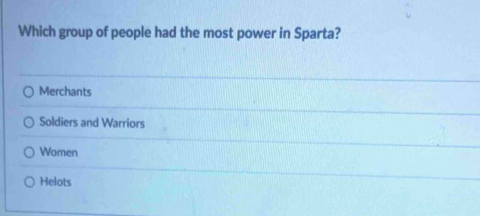 which group of people had the most power in sparta? merchants soldiers …