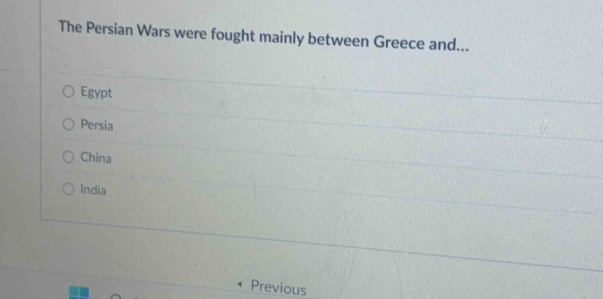 the persian wars were fought mainly between greece and... ○ egypt ○ per…