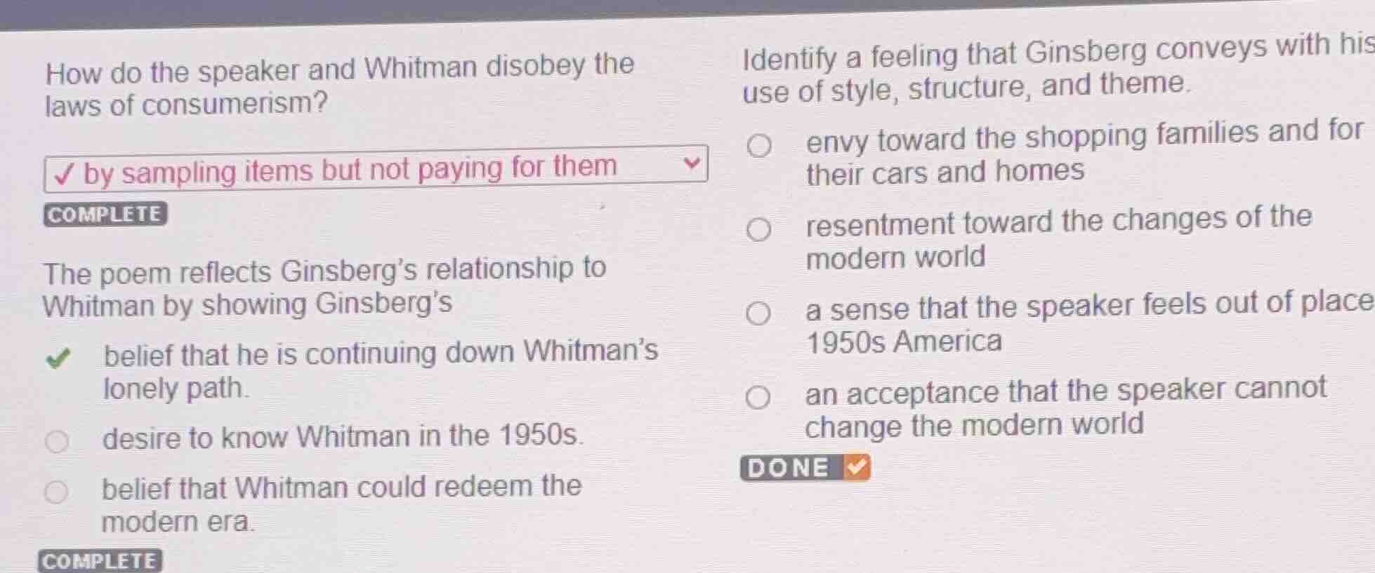 how do the speaker and whitman disobey the laws of consumerism? by samp…