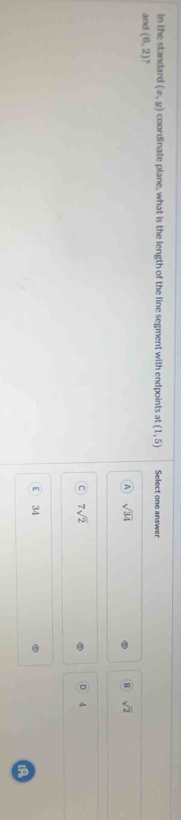 in the standard (x, y) coordinate plane, what is the length of the line…