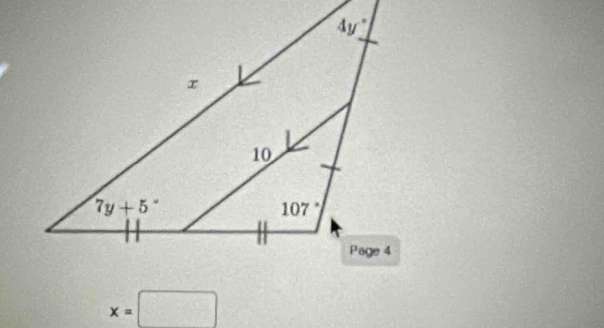 there is a triangle - like figure with some markings. one side is marke…