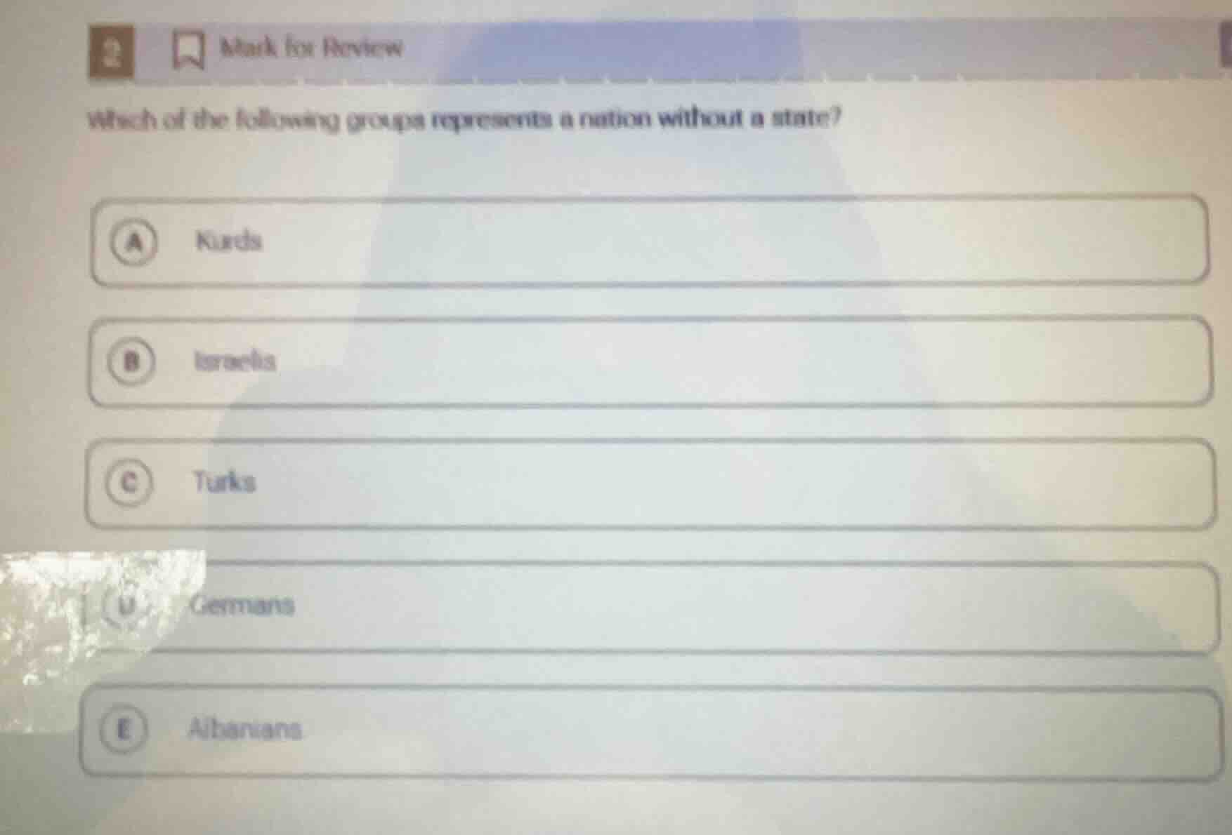 mark for review which of the following groups represents a nation witho…
