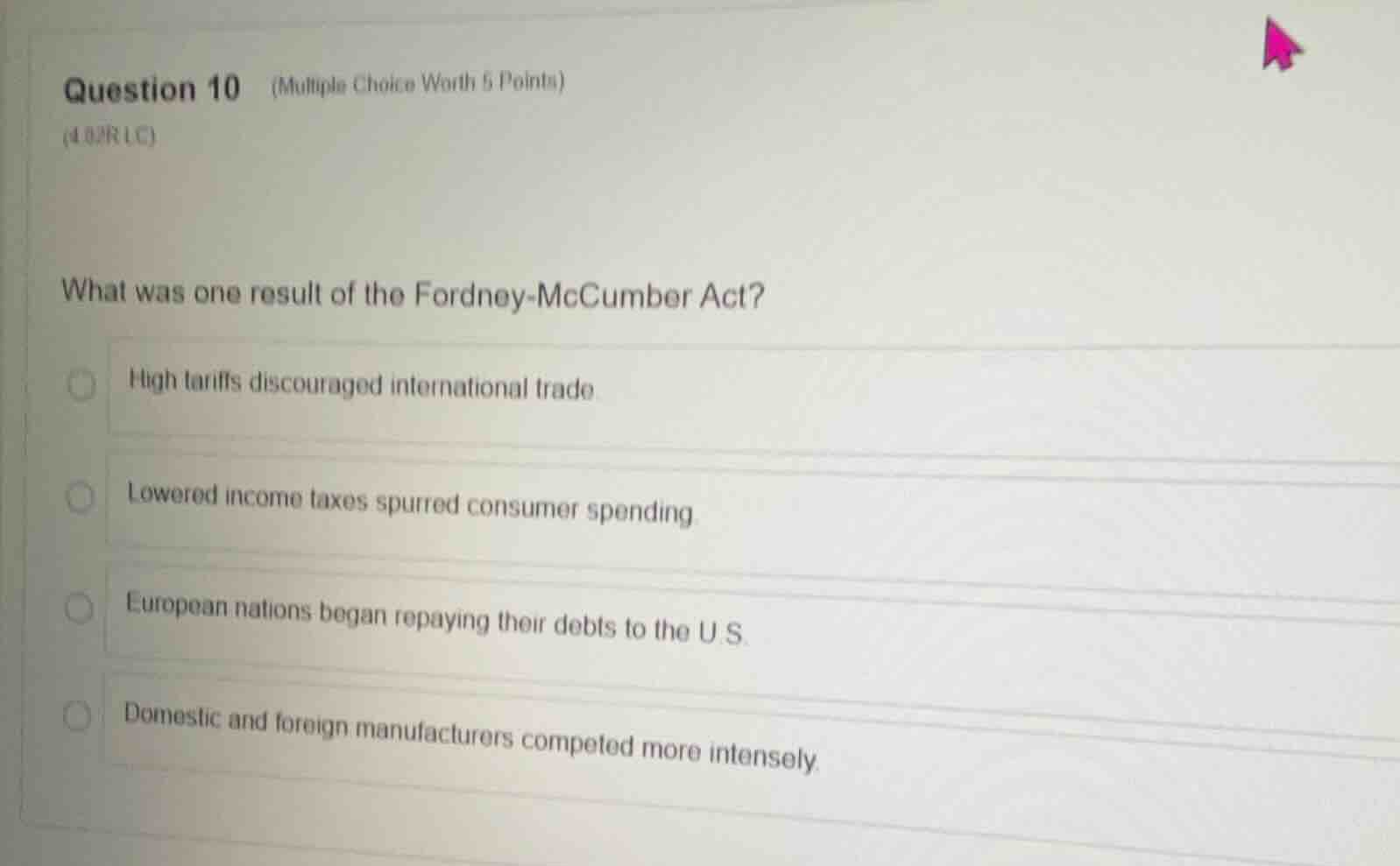 question 10 (multiple choice worth 5 points) (4.09rlc) what was one res…