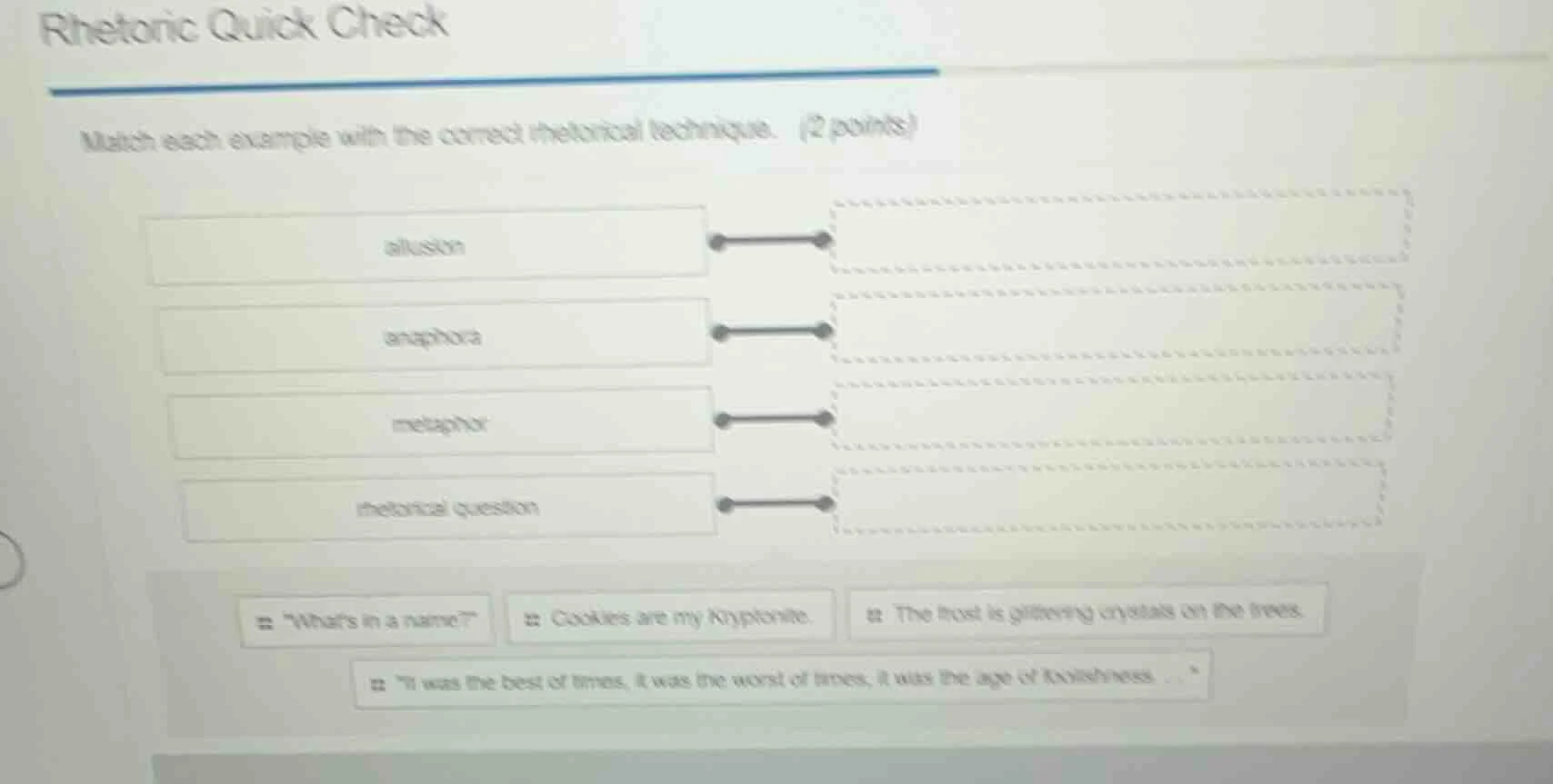 rhetoric quick check match each example with the correct rhetorical tec…