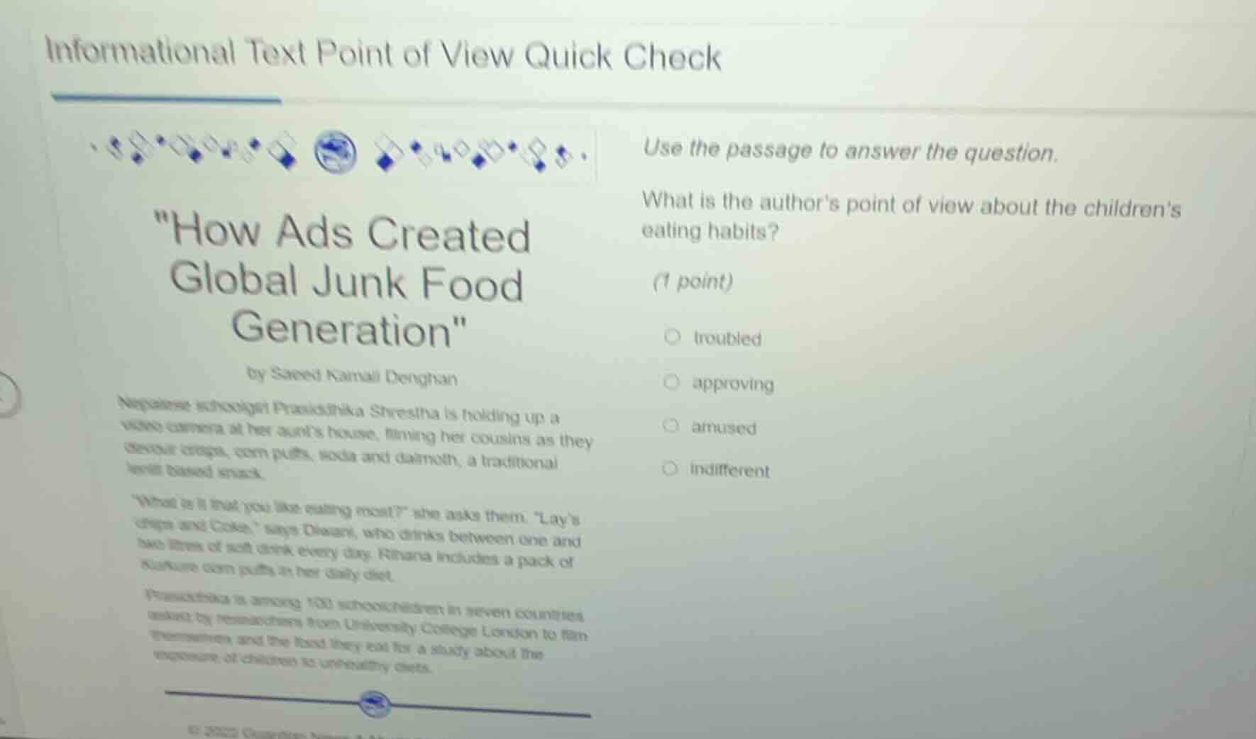 informational text point of view quick check \how ads created global ju…