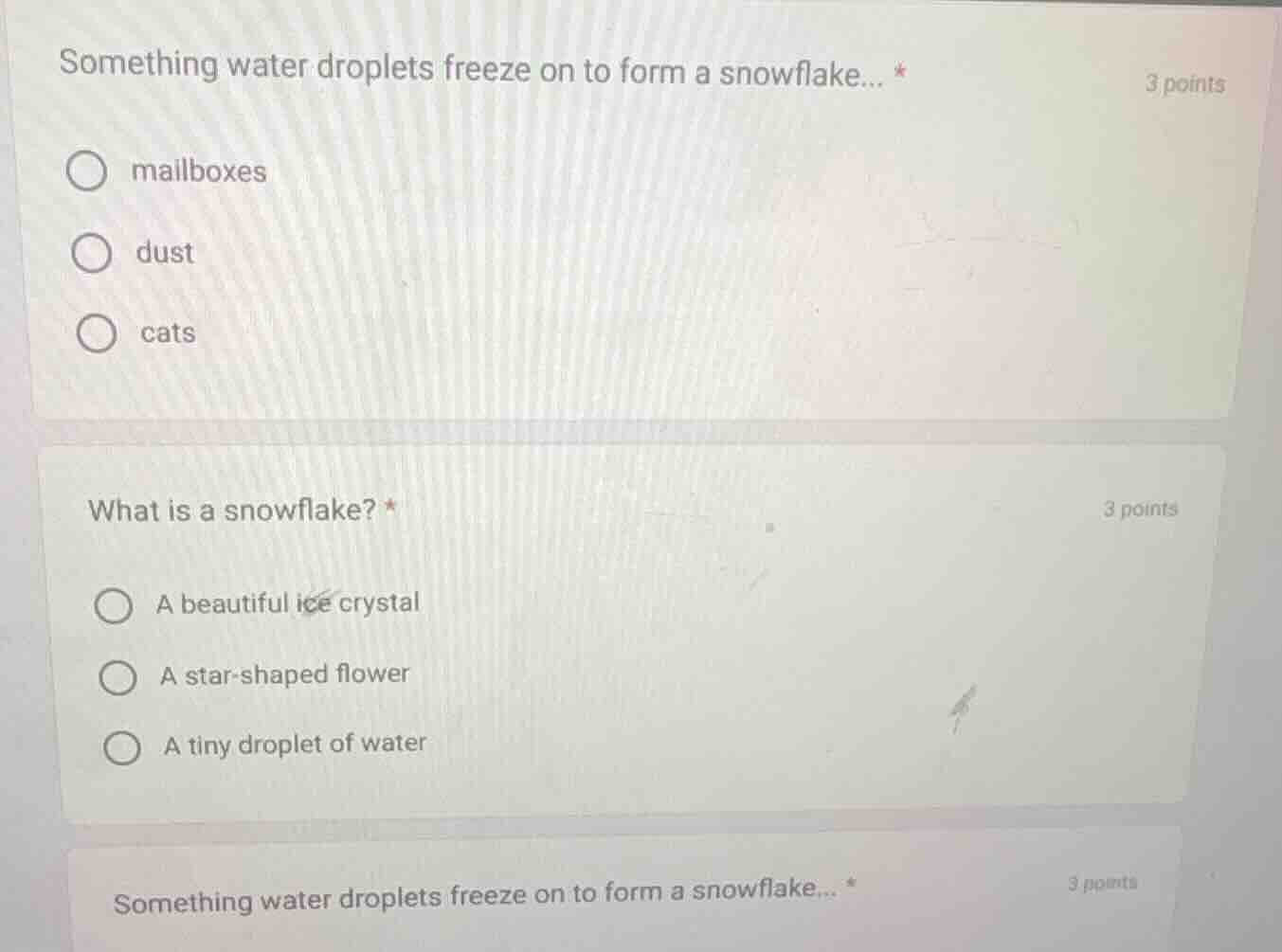 something water droplets freeze on to form a snowflake... * mailboxes d…