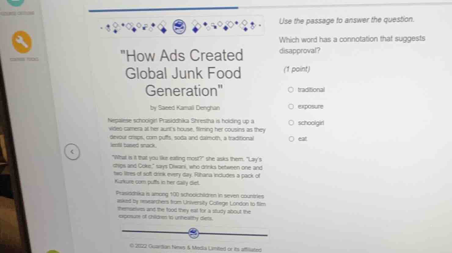 use the passage to answer the question. which word has a connotation th…