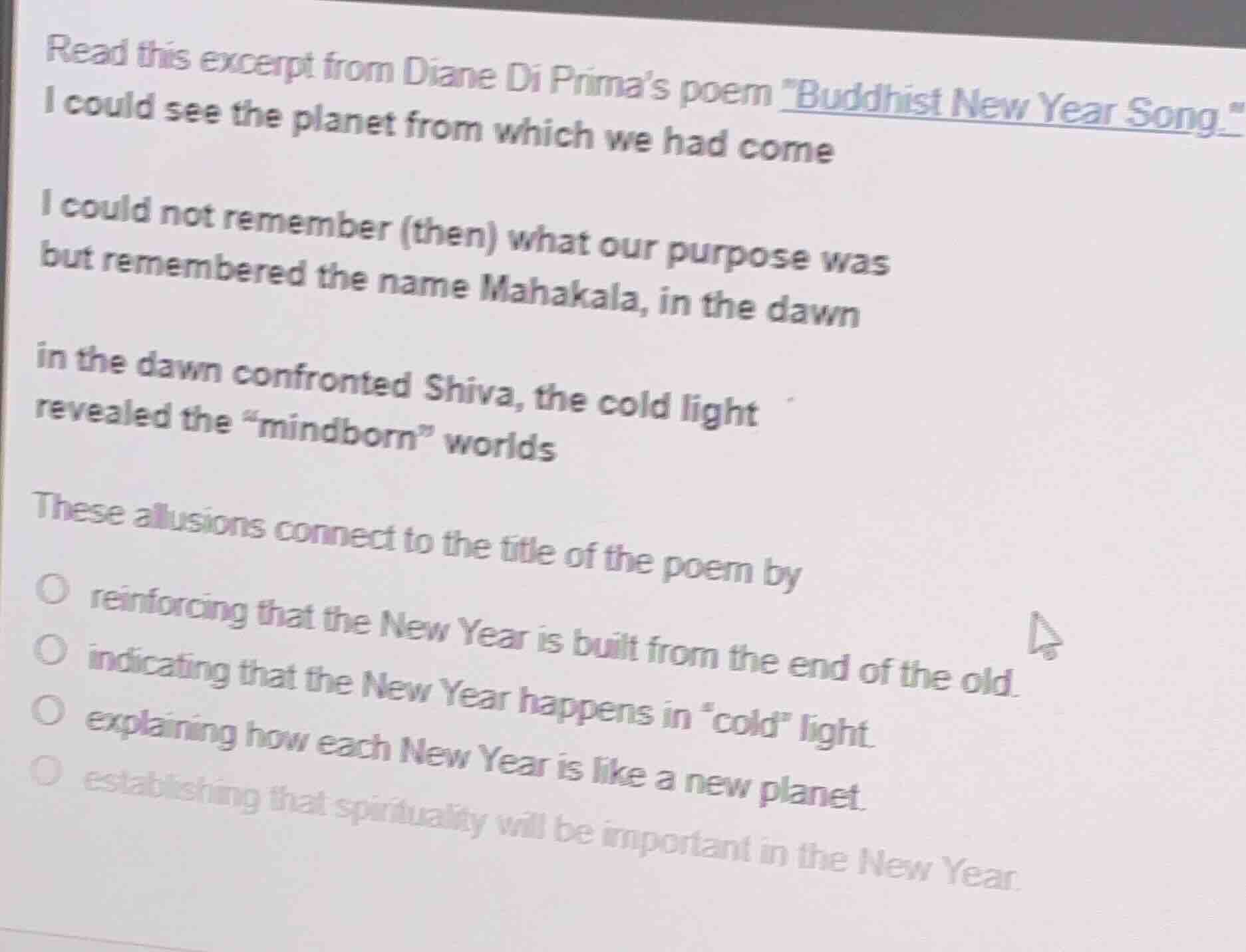 read this excerpt from diane di prima’s poem \buddhist new year song.\i…