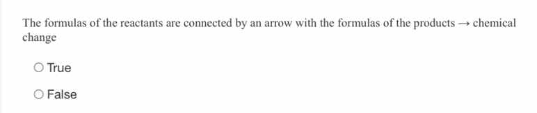 the formulas of the reactants are connected by an arrow with the formul…