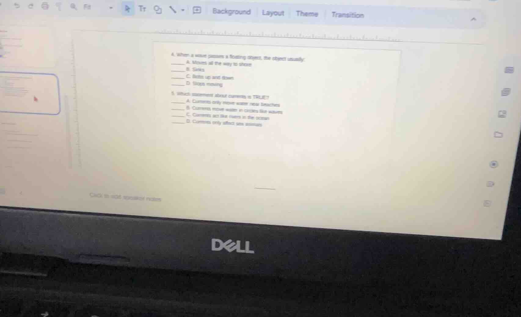 4. when a wave passes a floating object, the object usually: _____ a. m…