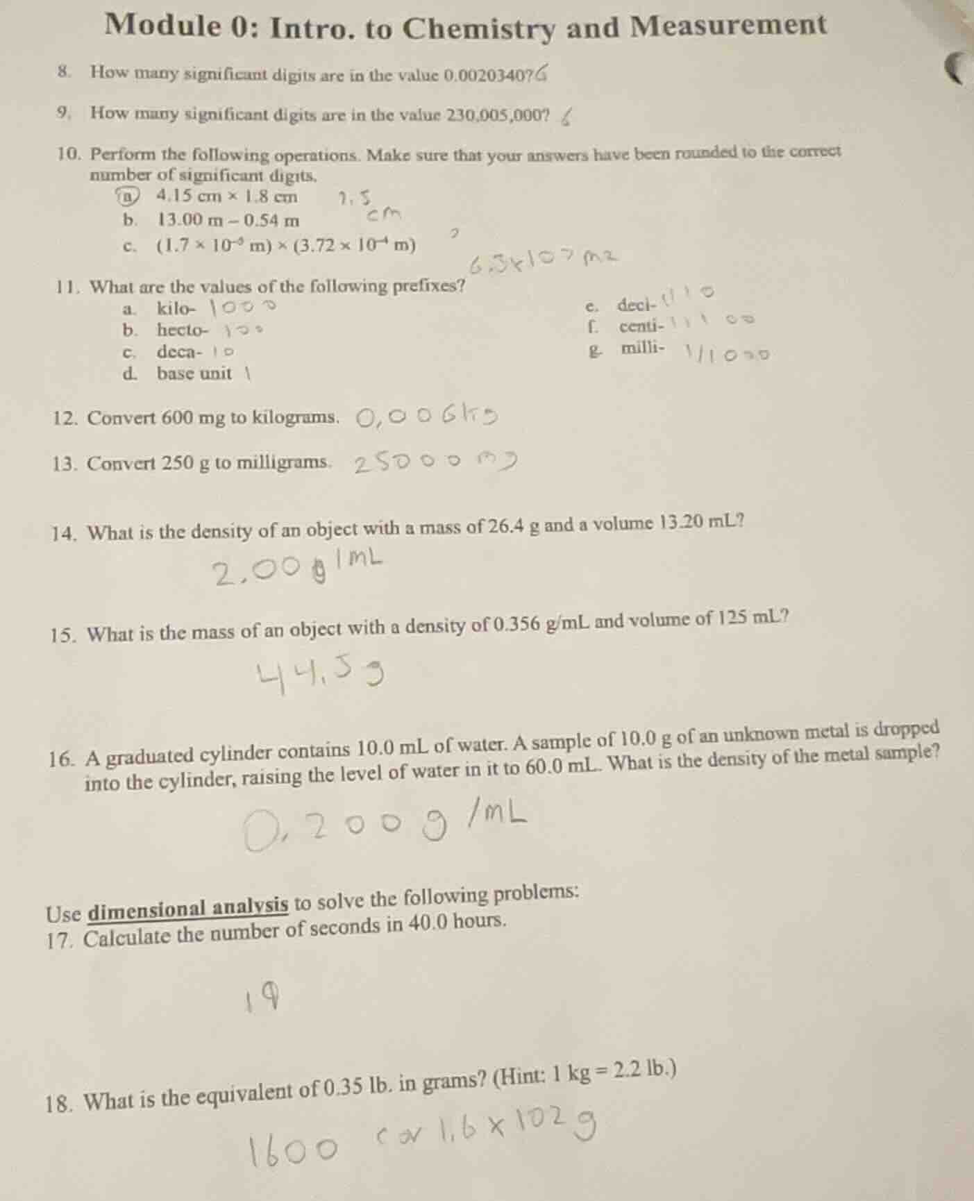module 0: intro. to chemistry and measurement 8. how many significant d…
