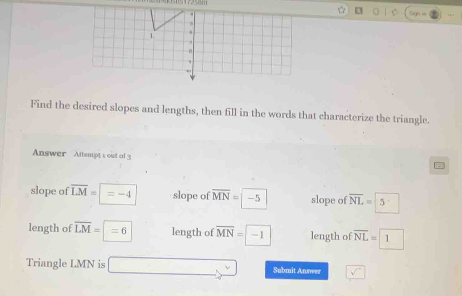 find the desired slopes and lengths, then fill in the words that charac…