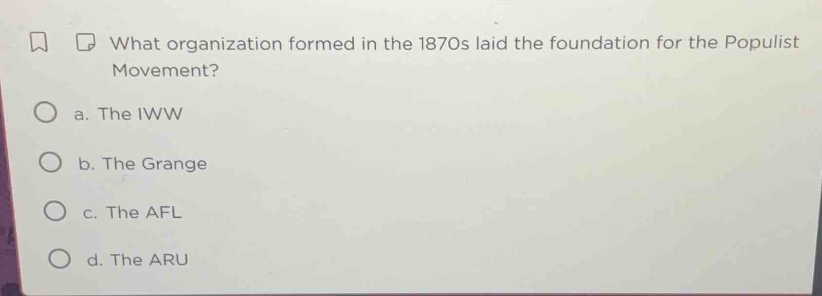 what organization formed in the 1870s laid the foundation for the popul…