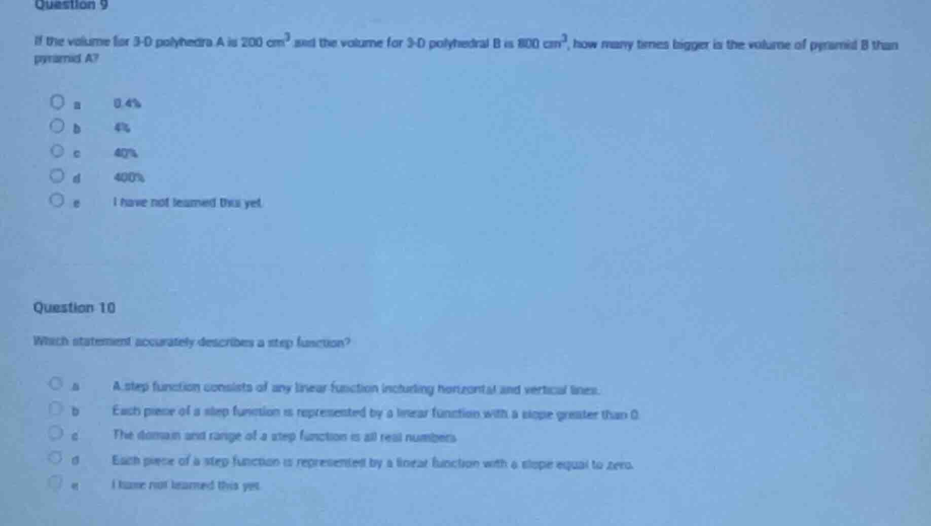 question 9 if the volume for 3 - d polyhedra a is 200 cm³ and the volum…