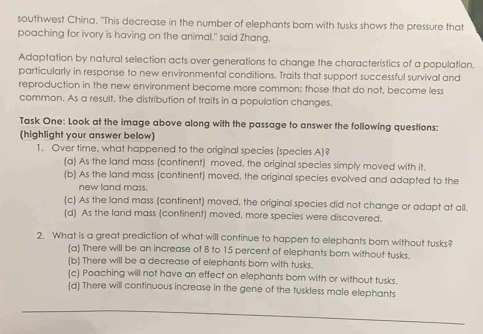 southwest china. \this decrease in the number of elephants born with tu…