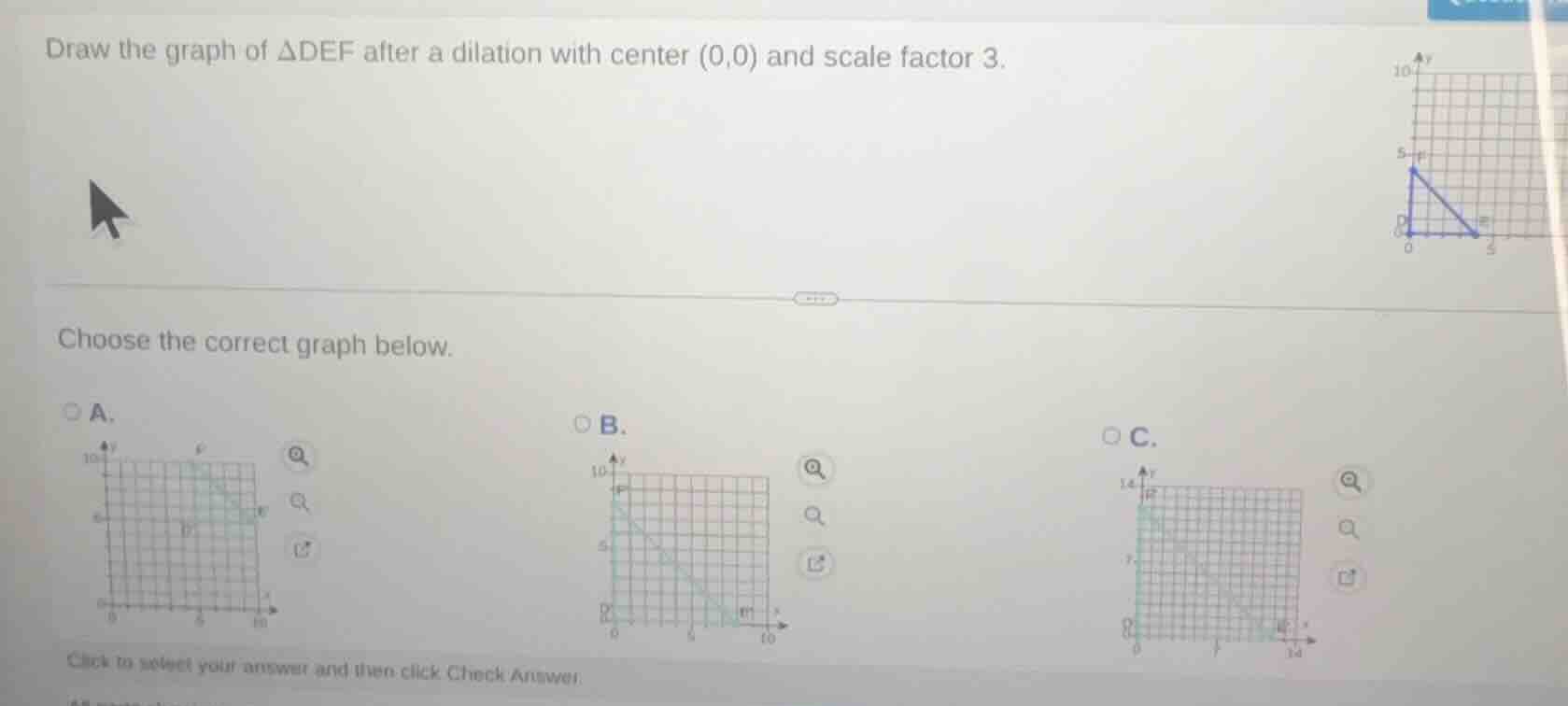 draw the graph of $\\triangle def$ after a dilation with center $(0,0)$…