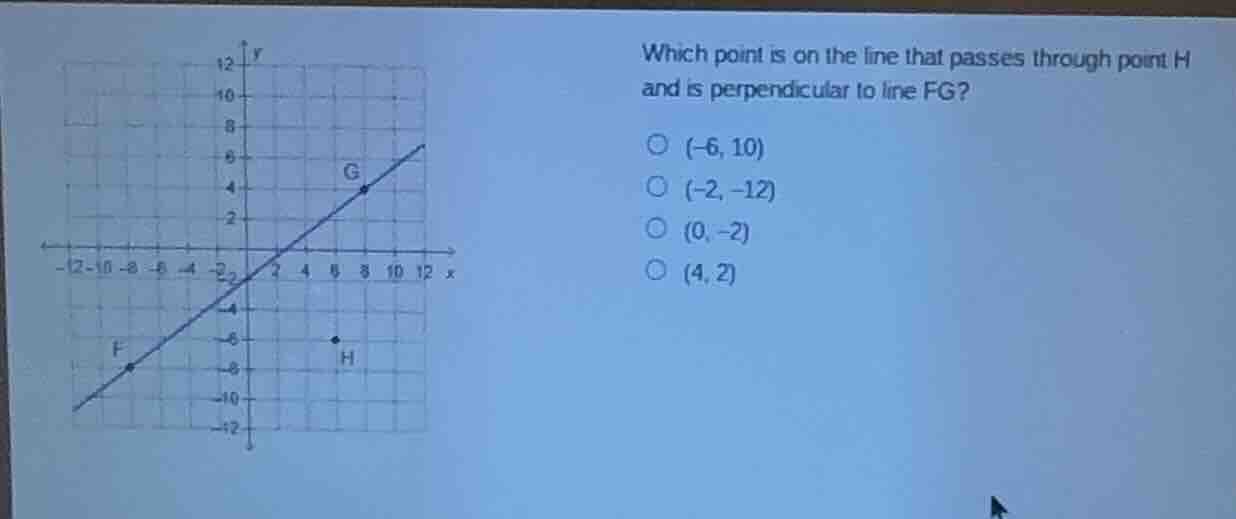 which point is on the line that passes through point h and is perpendic…