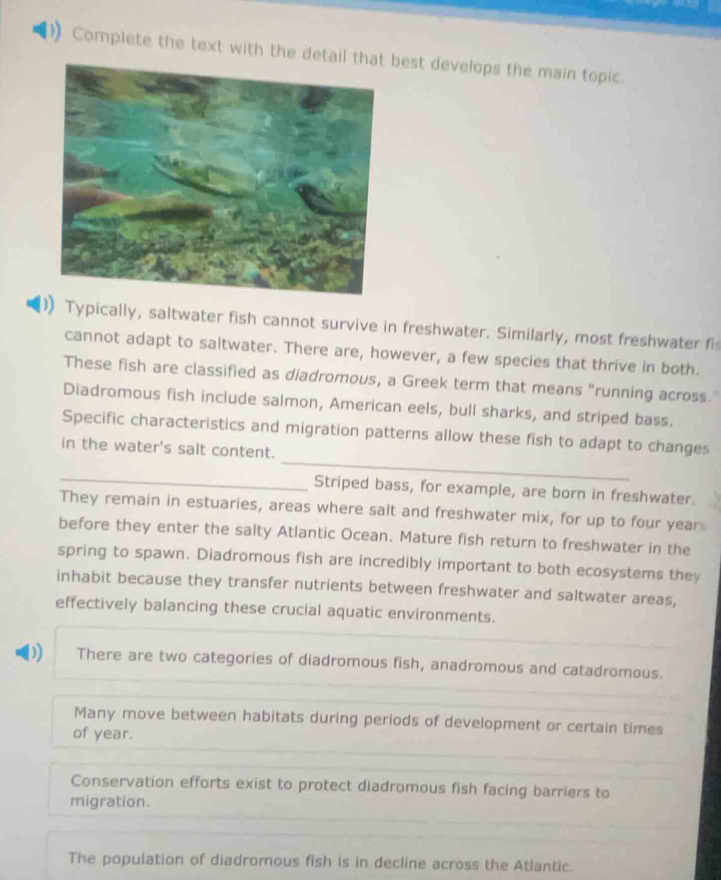 complete the text with the detail that best develops the main topic. ty…