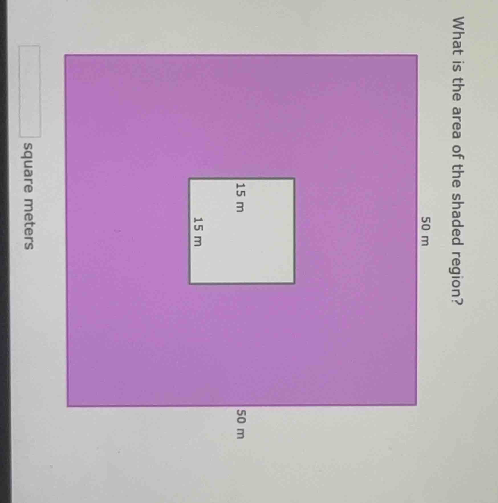 what is the area of the shaded region? square meters