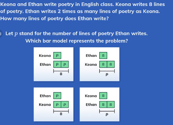 keona and ethan write poetry in english class. keona writes 8 lines of …
