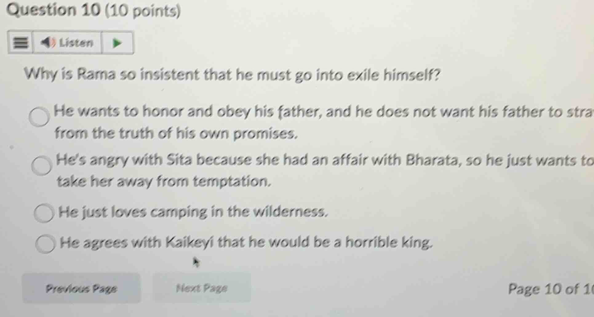 question 10 (10 points) why is rama so insistent that he must go into e…