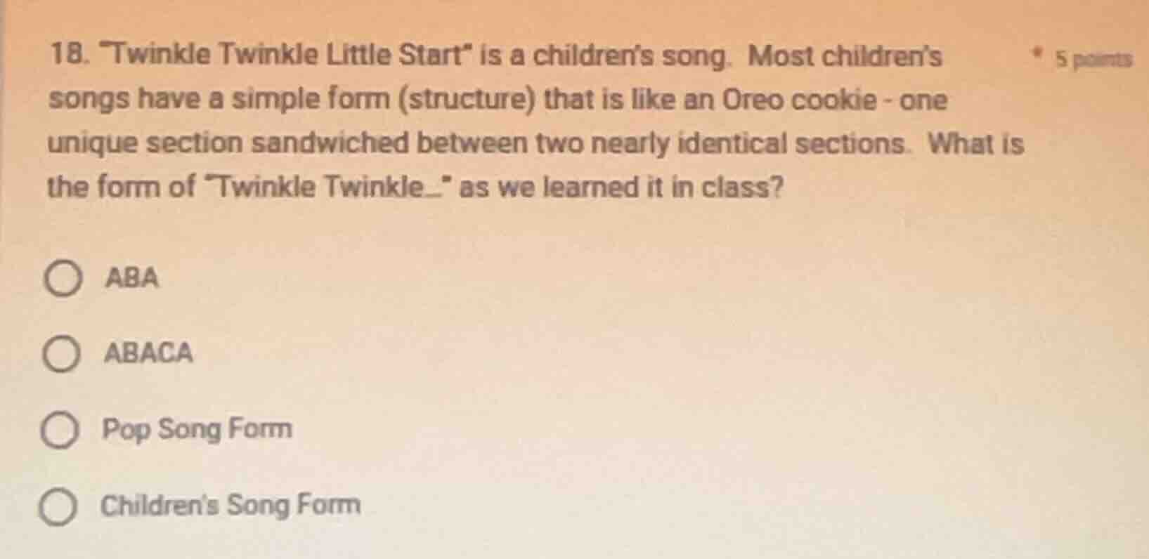 18. \twinkle twinkle little start\ is a childrens song. most childrens …
