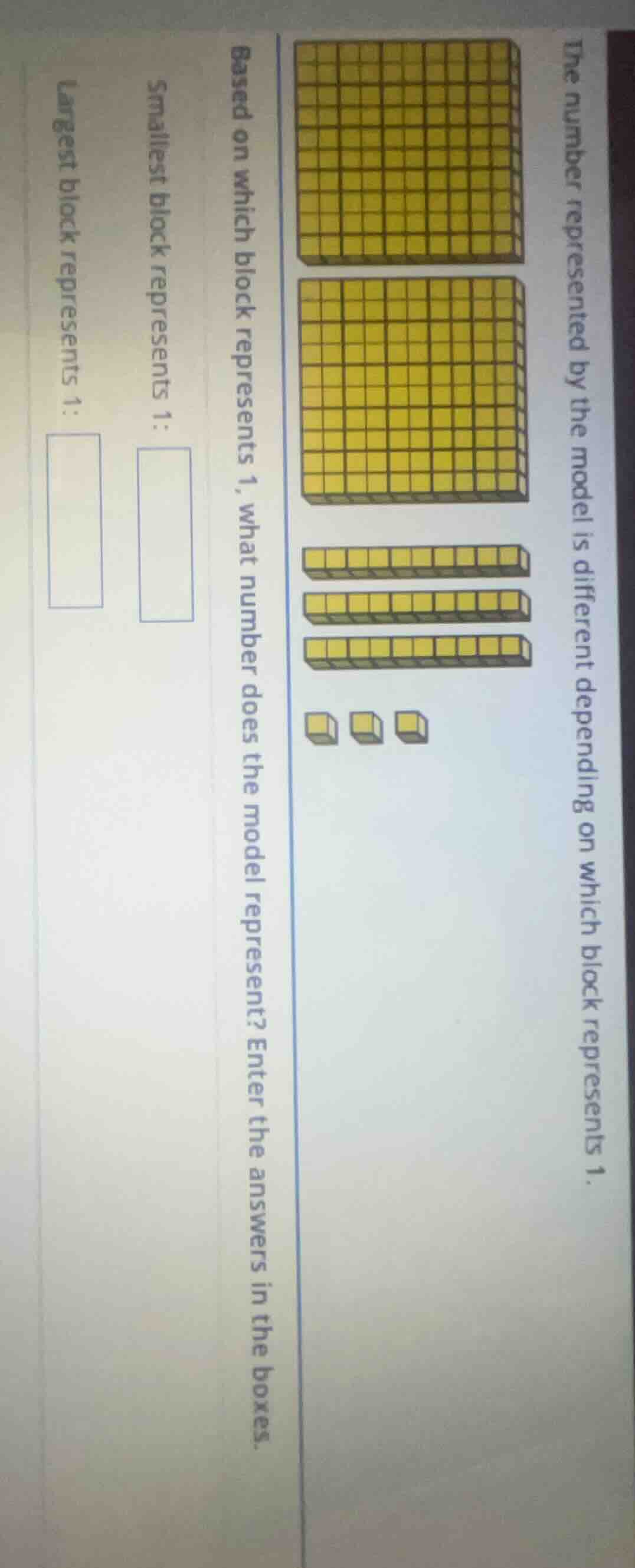 the number represented by the model is different depending on which blo…