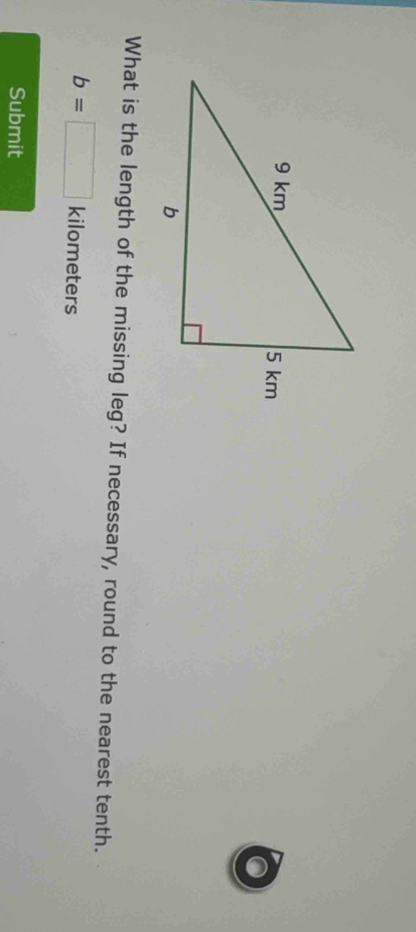 what is the length of the missing leg? if necessary, round to the neare…