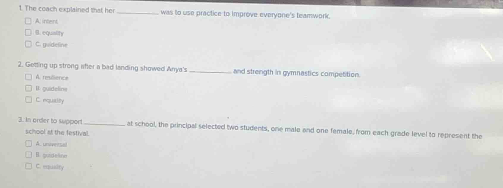 1. the coach explained that her ________ was to use practice to improve…
