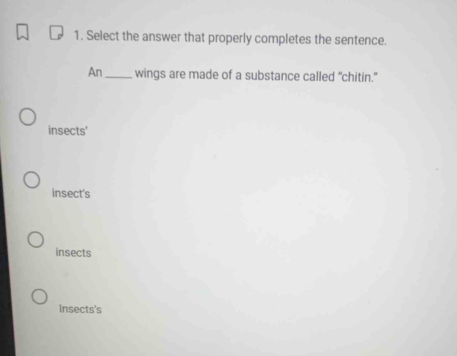 1. select the answer that properly completes the sentence. an ____ wing…