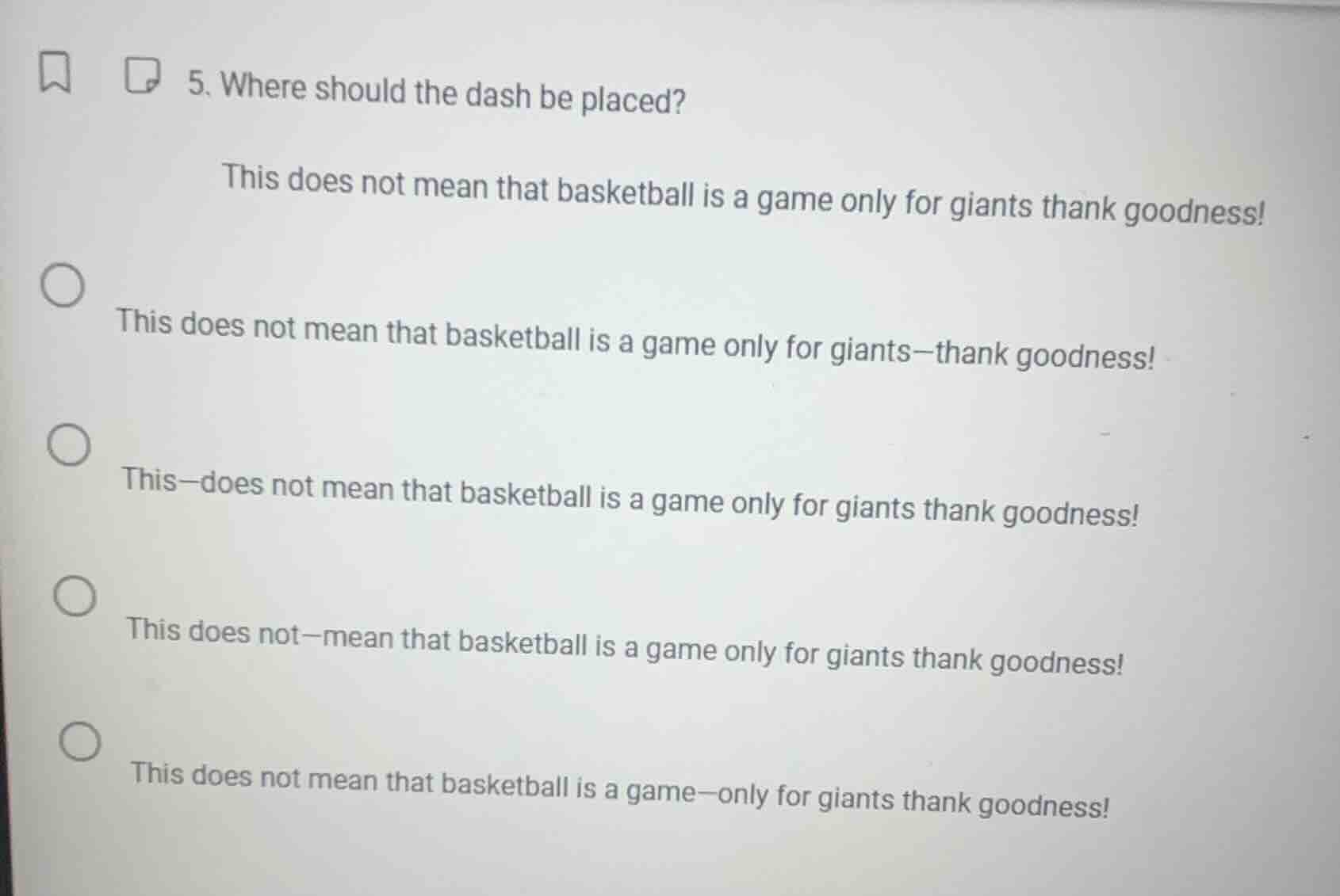5. where should the dash be placed? this does not mean that basketball …