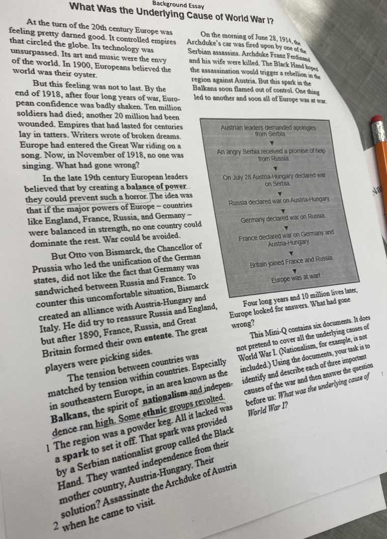 background essay what was the underlying cause of world war i? at the t…