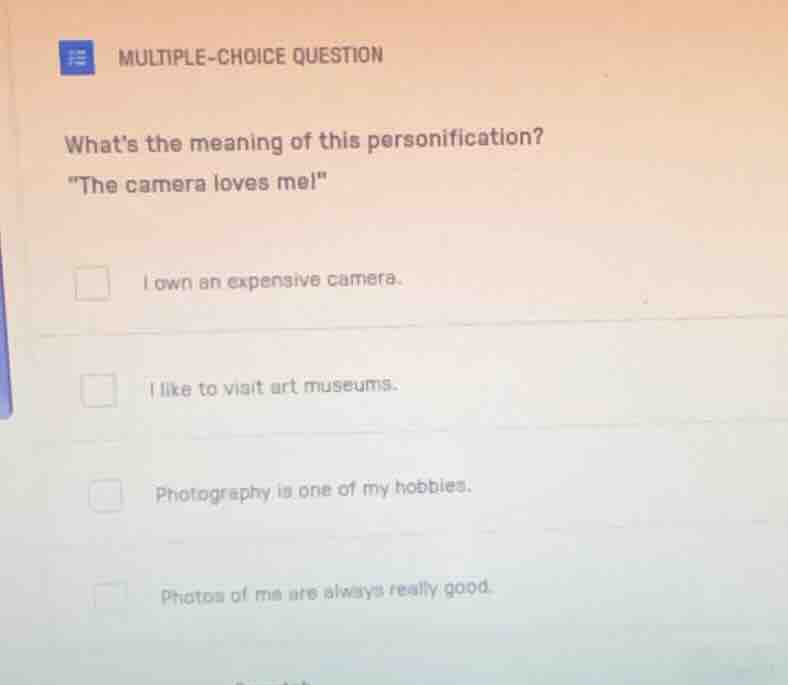 multiple-choice question whats the meaning of this personification? \th…