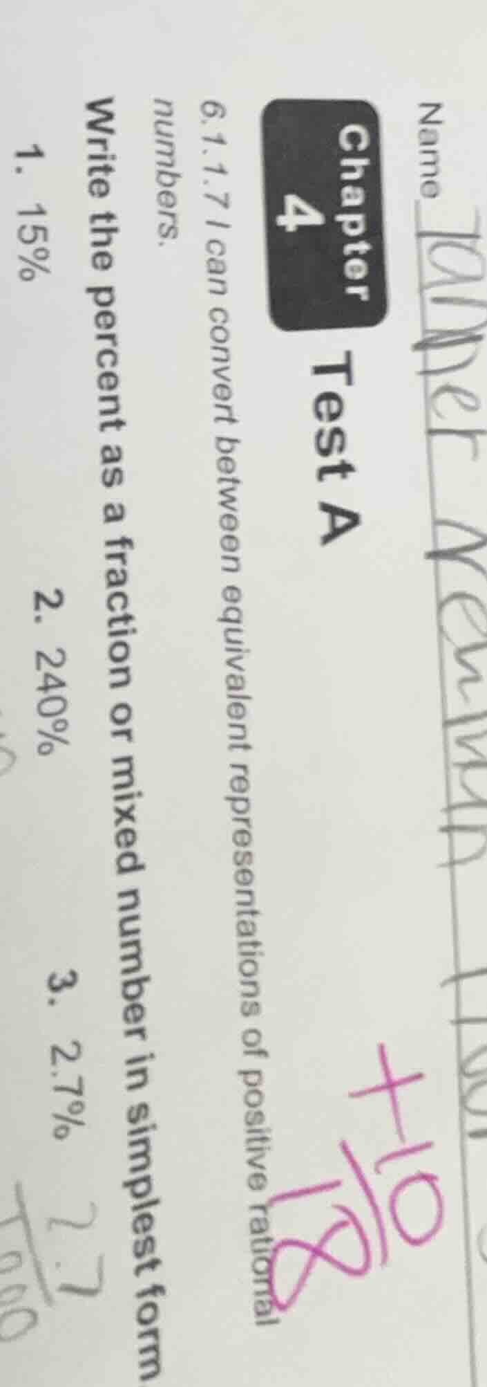 chapter 4 test a 6.1.7 i can convert between equivalent representations…