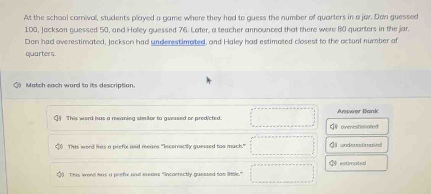 at the school carnival, students played a game where they had to guess …