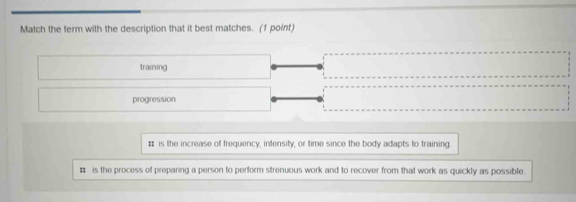 match the term with the description that it best matches. (1 point) tra…