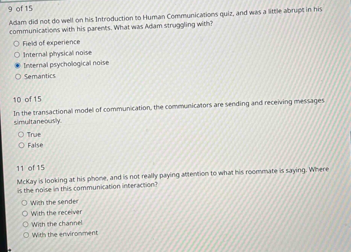 9 of 15 adam did not do well on his introduction to human communication…