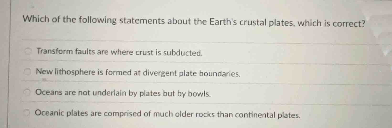 which of the following statements about the earths crustal plates, whic…